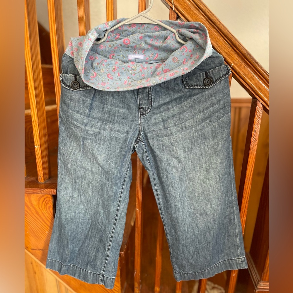 Gap Maternity Denim Capri Pant Floral Baby Belly, Women’s 6 reg Spring Summer